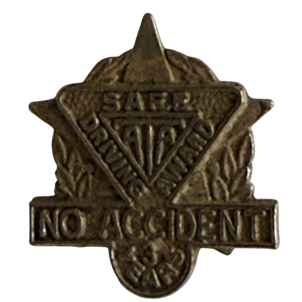 Vintage ATA Safe Driving Award Pin No Accident 3 Year Silver Tone Lapel 0.75in